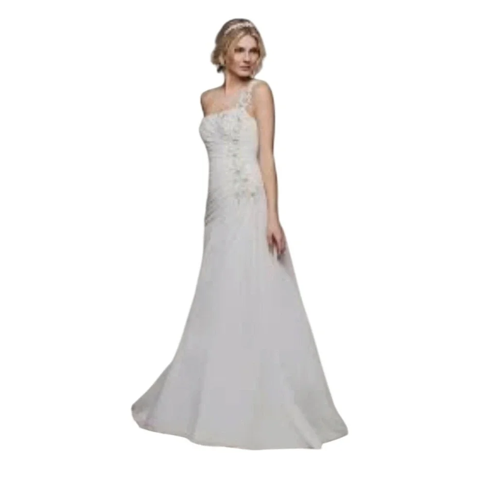 davids bridal bridesmaid dresses one shoulder Sculpting Satin One-Shoulder Knot Bridesmaid Dress